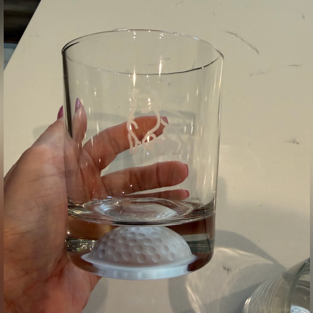 Merrill Lynch Golf whiskey glasses with Golf Ball Accent - Set of 2 NIB - Picture 7 of 15